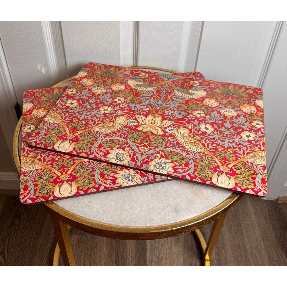Pimpernel William Morris Strawberry Thief Red Cork Backed Placemats Set of 2